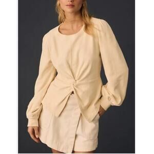 Anthropologie Pilcro Women’s Front Twist Crew Neck Ivory Pullover Sweatshirt S